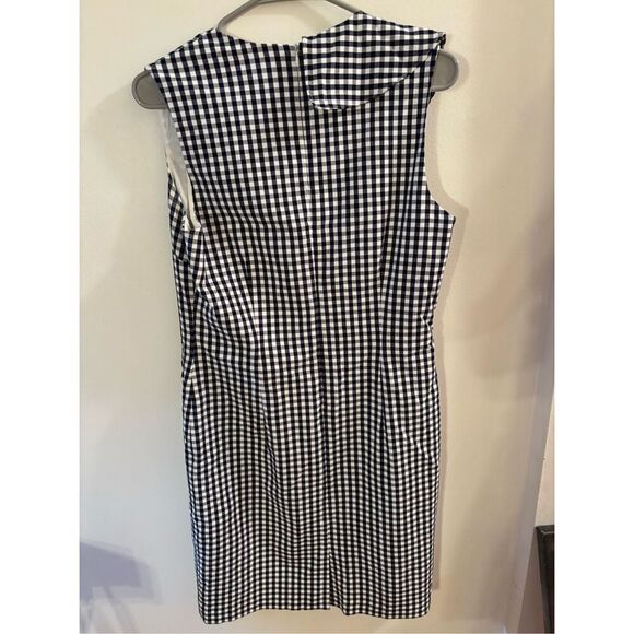 J McLaughlin Navy Gingham Ruffle Sleeveless Dress - Picture 4 of 5